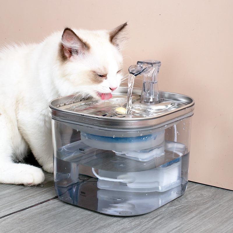 Pet Cat Dog Stainless Steel Automatic Water Dispenser Intelligent Fountain-0