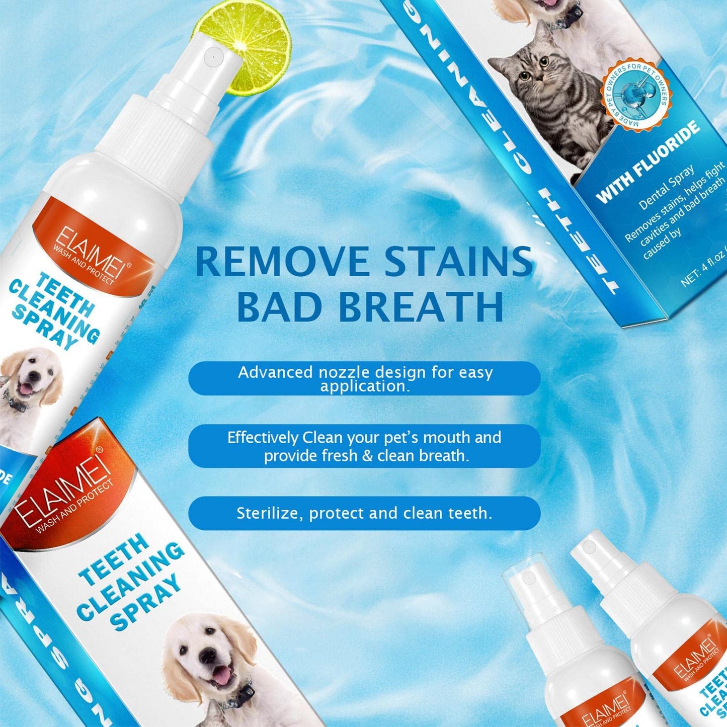 NNEDSZ 2 Pcs Pet Oral Breath Freshener Spray | Eliminates Bad Breath | Dental Care for Dogs & Cats